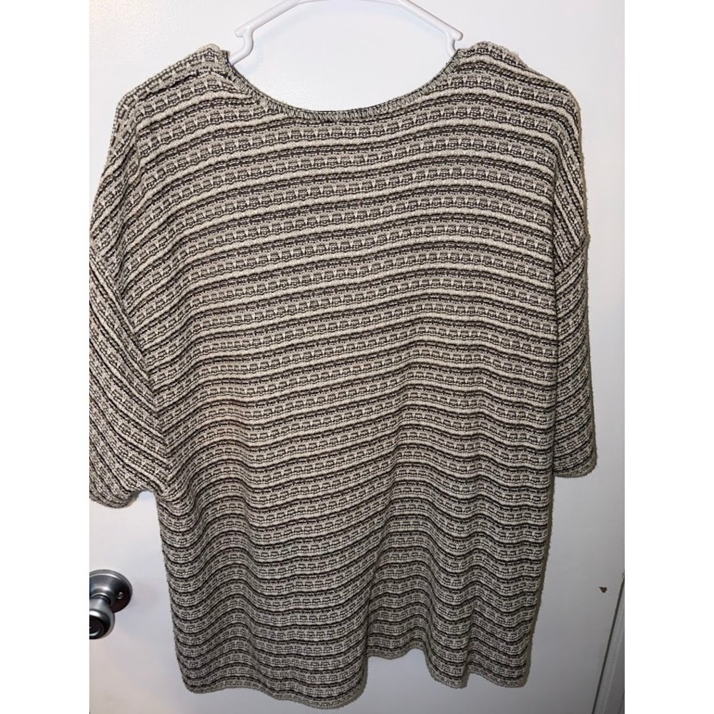 Reba Rose Womens Plus Size 22/24 Striped Short Sleeve Cardigan Sweater Knit Top - Picture 5 of 5